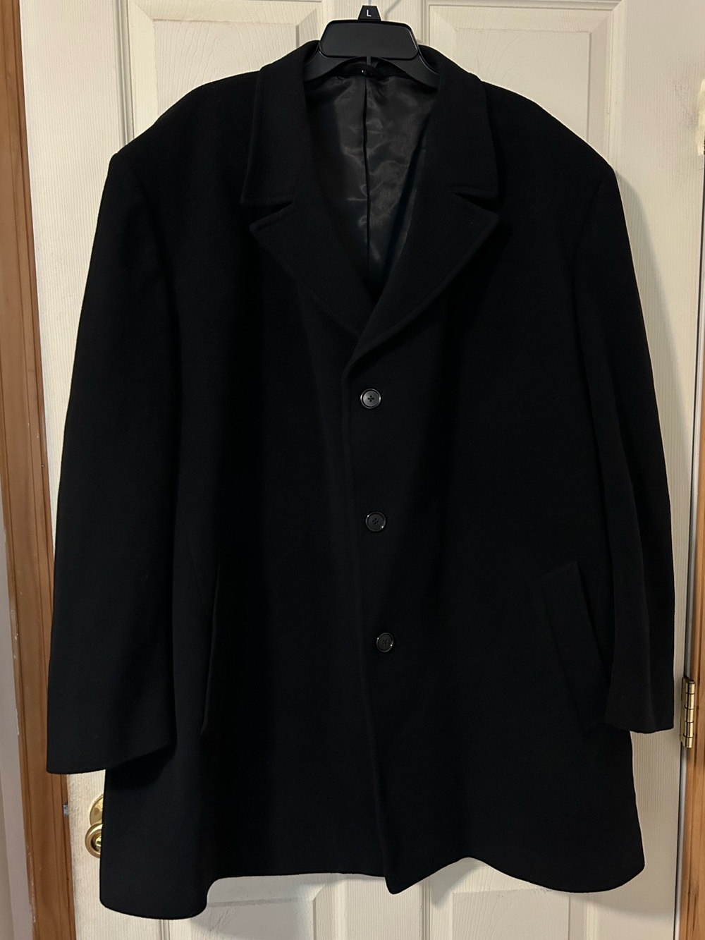 Nautica Men’s Black Single-Breasted Pea Coat 70% Wool size 52 R